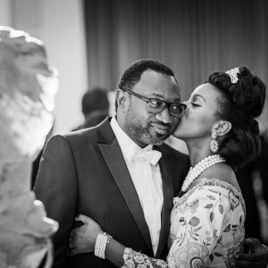 Dj Cuppy kissing her dad on his last birthday without Olaunmi in sight