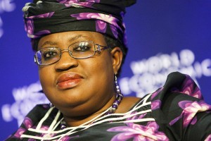 Managing Director of the World Bank, Ngozi Okonjo-Iweala, listens to a statement, during a session at the World Economic Forum in Davos, Switzerland, Saturday, Jan. 31, 2009. (AP Photo/Keystone/Alessandro Della Bella)